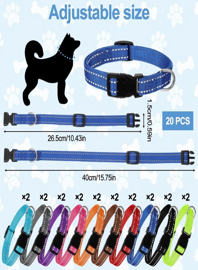 AojSup 20 Pcs Puppy Collars for Litter, Reflective Puppy Collars Adjustable Puppy ID Collars Soft Nylon Whelping Collars for Newborn Litter Puppy Pets-Reflective, Small - Image 2